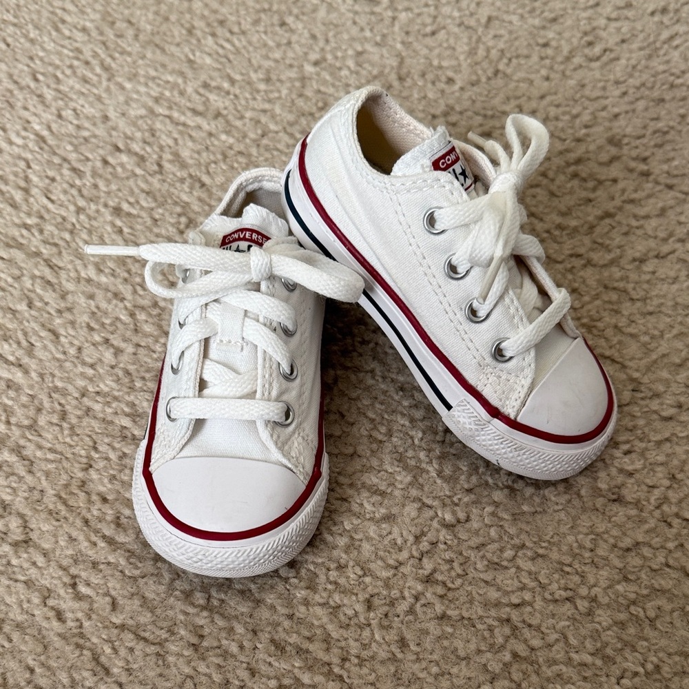 Converse Toddler White and Red Sneakers